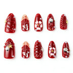 Press-On Nail Set Floral & Shell Designs Easy Application