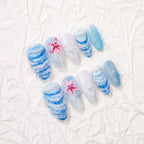 Press-On Nail Set Floral & Shell Designs Easy Application