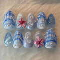 Press-On Nail Set Floral & Shell Designs Easy Application