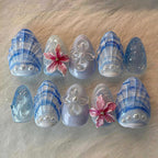 Press-On Nail Set Floral & Shell Designs Easy Application