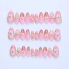 Press-On Nail Set Floral & Shell Embellished Peel-And-Stick Reusable