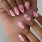 Press-On Nail Set Floral Shell Gems & Easy Application