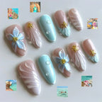 Press-On Nail Set Floral & Shimmer Reusable 24-Piece