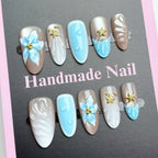 Press-On Nail Set Floral & Shimmer Reusable 24-Piece