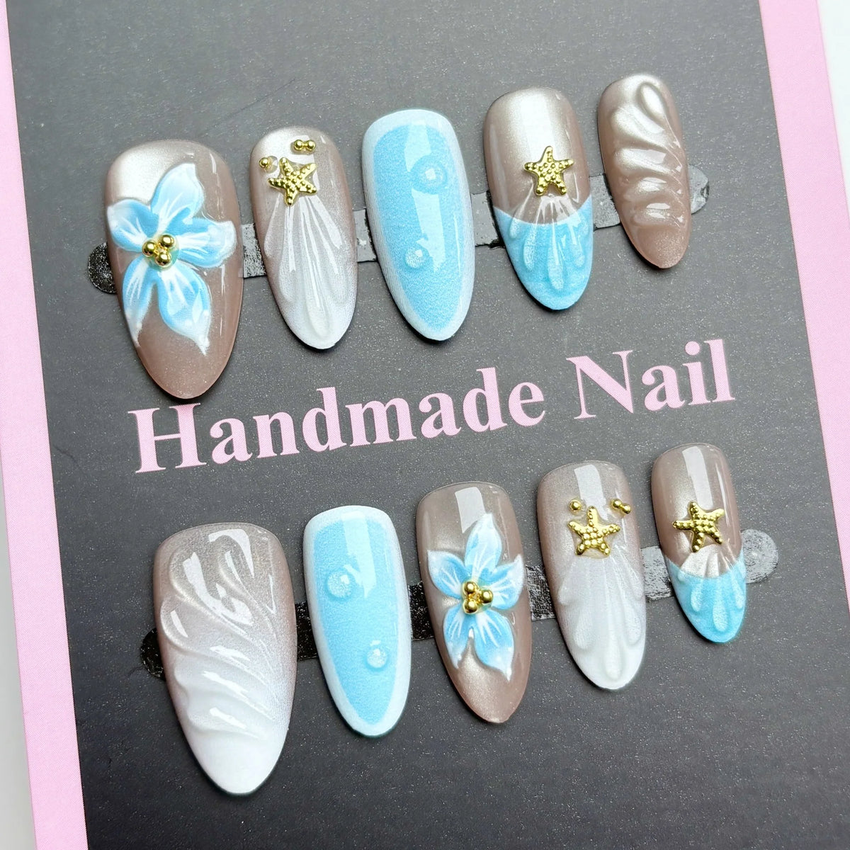 Press-On Nail Set Floral & Shimmer Reusable 24-Piece