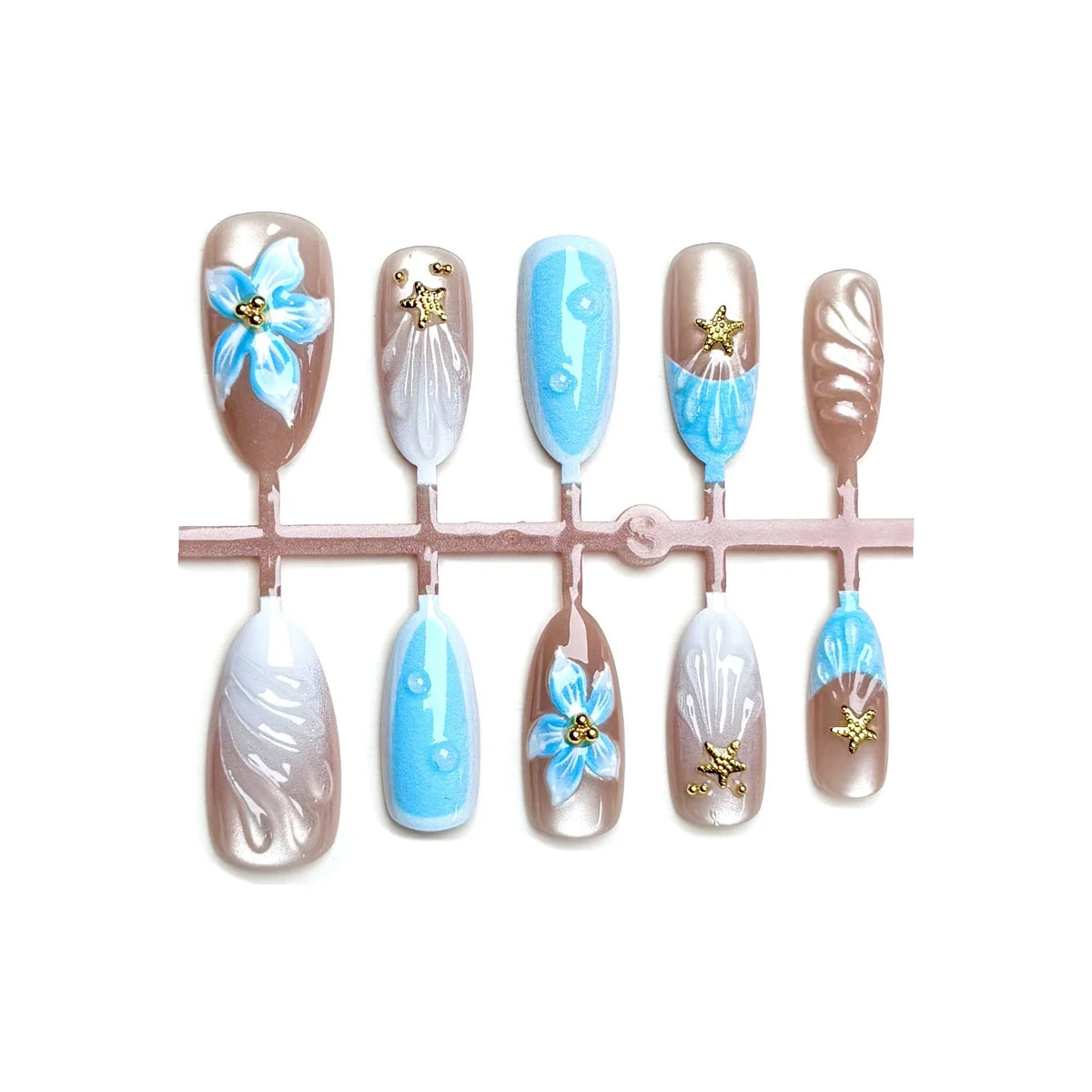 Press-On Nail Set Floral & Shimmer Reusable 24-Piece