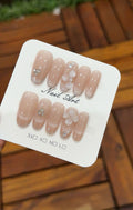 Press-On Nail Set Floral Shimmer Reusable