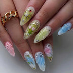 Press-On Nail Set Floral Shimmer Reusable Adhesive Sheets