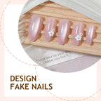 Press-On Nail Set Floral Shimmer Self-Adhesive