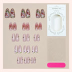 Press-On Nail Set Floral Shimmer Self-Adhesive Multiple Sizes