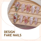 Press-On Nail Set Floral Shimmer Self-Adhesive Multiple Sizes