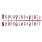 Press-On Nail Set Floral Shimmer Self-Adhesive Multiple Sizes