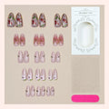 Press-On Nail Set Floral Shimmer Self-Adhesive Multiple Sizes