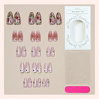 Press-On Nail Set Floral Shimmer Self-Adhesive Multiple Sizes