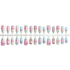 Press-On Nail Set Floral Shiny Accents Adhesive Backing