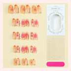 Press-On Nail Set Floral Shiny Accents Includes Glue