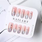 Press-On Nail Set Floral & Silver Reusable Multiple Sizes