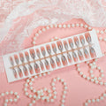 Press-On Nail Set Floral & Silver Reusable Multiple Sizes