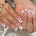Press-On Nail Set Floral & Snowflake Glue-On & Jelly