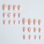 Press-On Nail Set Floral & Snowflake Glue-On & Jelly