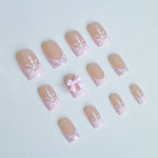 Press-On Nail Set Floral & Snowflake Glue-On & Jelly