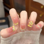Press-On Nail Set Floral Sparkle Custom Sizes