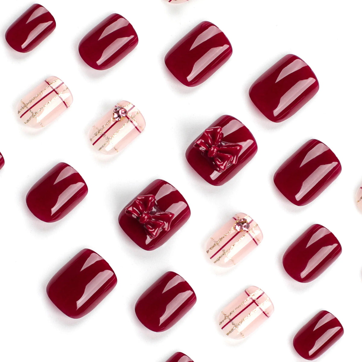Press-On Nail Set Floral & Sparkle Easy Application
