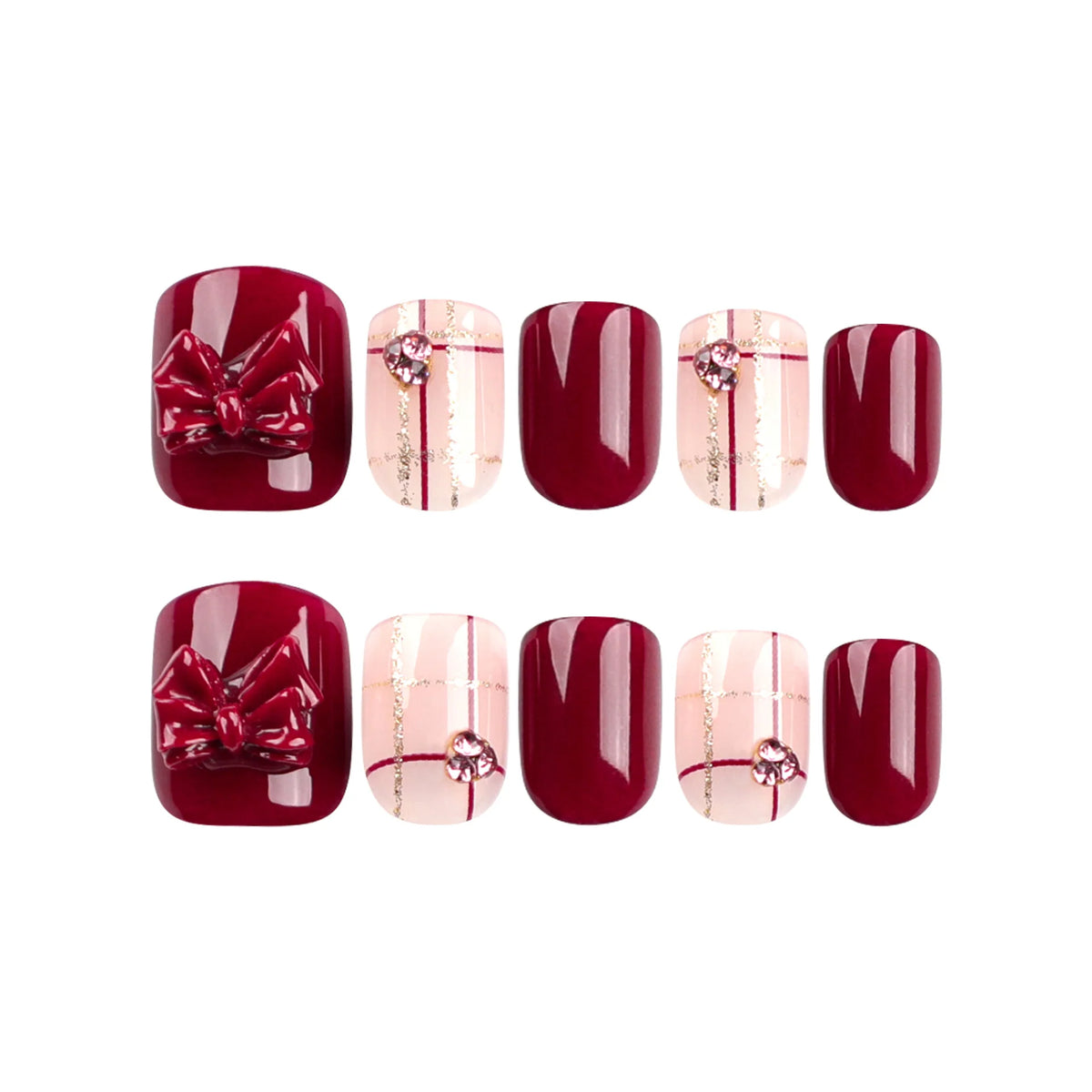 Press-On Nail Set Floral & Sparkle Easy Application