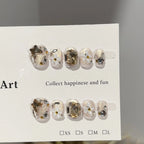 Press-On Nail Set Floral Sparkle Easy Application Multiple Sizes