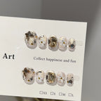 Press-On Nail Set Floral Sparkle Easy Application Multiple Sizes
