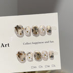 Press-On Nail Set Floral Sparkle Easy Application Multiple Sizes