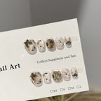 Press-On Nail Set Floral Sparkle Easy Application Multiple Sizes