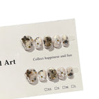 Press-On Nail Set Floral Sparkle Easy Application Multiple Sizes
