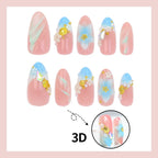 Press-On Nail Set Floral Sparkle Easy Apply & Remove
