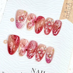 Press-On Nail Set Floral Sparkle No Glue
