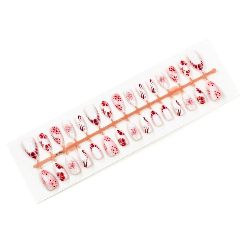 Press-On Nail Set Floral & Sparkle Reusable