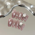Press-On Nail Set Floral Sparkle & Salon-Quality