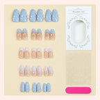 Press-On Nail Set Floral & Sparkling Accents Adhesive Tabs