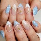 Press-On Nail Set Floral & Sparkling Accents Adhesive Tabs