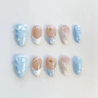Press-On Nail Set Floral & Sparkling Accents Adhesive Tabs