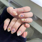 Press-On Nail Set Floral & Sparkling Easy Application