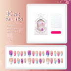 Press-On Nail Set Floral & Sparkly Reusable