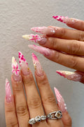 Press-On Nail Set Floral Stiletto Easy Apply Comfortable Fit