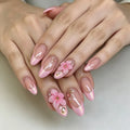 Press-On Nail Set Floral Stiletto Self-Adhesive