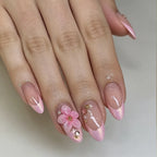 Press-On Nail Set Floral Stiletto Self-Adhesive