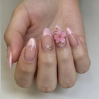 Press-On Nail Set Floral Stiletto Self-Adhesive