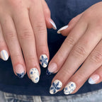 Press-On Nail Set Floral & Striped Reusable Easy Application