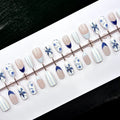 Press-On Nail Set Floral & Striped Reusable Easy Application