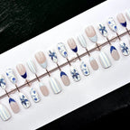 Press-On Nail Set Floral & Striped Reusable Easy Application