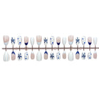 Press-On Nail Set Floral & Striped Reusable Easy Application